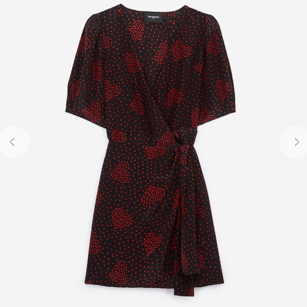 The KOOPLES heart Printed Wrap Short Sleeve Dress - w Shoulder Pads - NWT